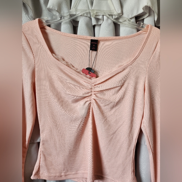 NWT Women's Romwe Long Sleeve  Pink Top Size Small - Picture 5 of 5